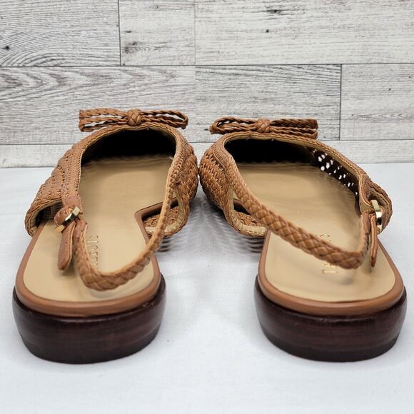 Talbots Eden Woven Slingback Flats Size 10M Beige Slip On Buckle Sandals Shoes - Picture 5 of 9